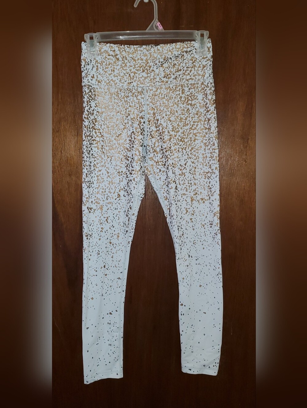 ZYIA Active White Stay Gold Light N Tight Leggings Sz 4 EUC
